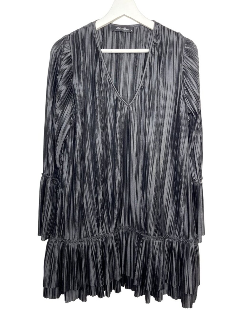 Anna Grace Womens S Black Pleated Tiered Mini Dress Party Cocktail